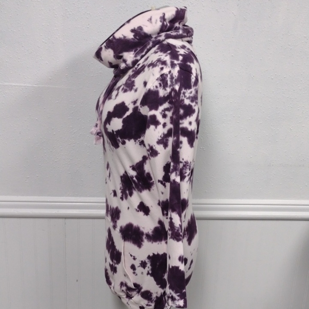 Lily & Lottie Women's Purple Tie-Dye Cowl Neck Sweatshirt - Picture 8 of 14